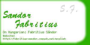 sandor fabritius business card
